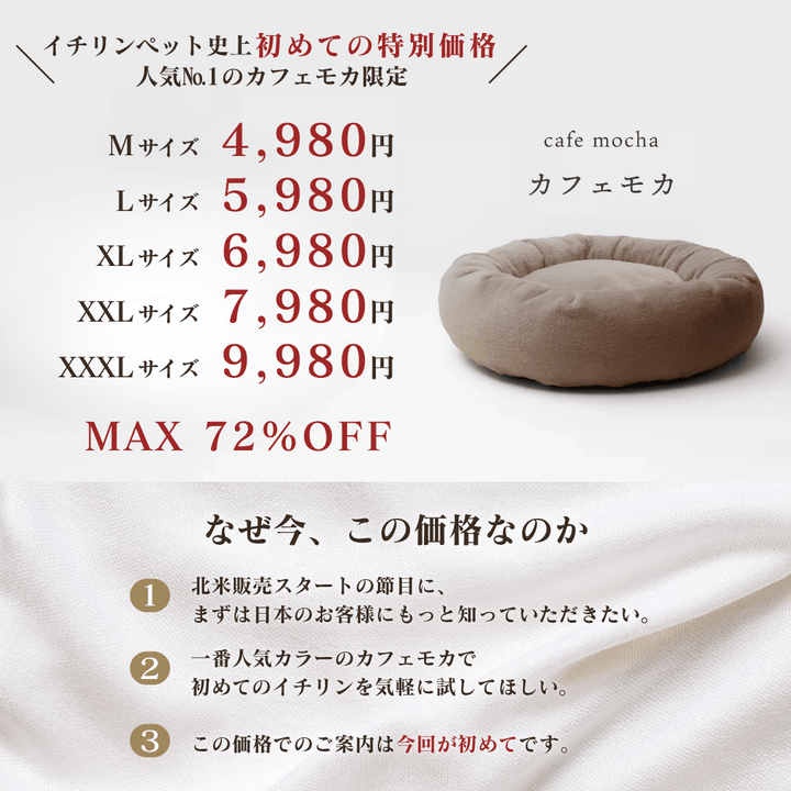 【北米進出記念特別価格】カフェモカ限定！プレミアムマシュマロクッションベッド　※発送は12月24日頃から順次